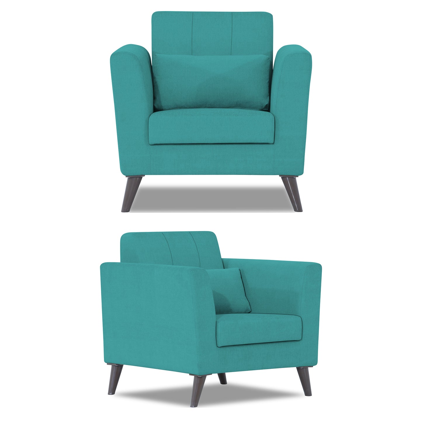 Adorn India Daniel 3+1+1 5 Seater Sofa Set (Aqua Blue)