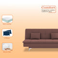 Adorn India Premium New Aspen 3 Seater Sofa Cum Bed 4X6 Velvet Suede with 2 Cushions (Color Pink) and Suitable for All Indoor, with 3 Years Warranty