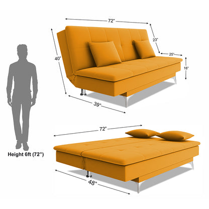 Adorn India New Aspen 3 Seater Sofa Cum Bed 4X6 (Yellow)