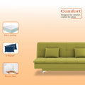 Adorn India Premium New Aspen 3 Seater Sofa Cum Bed 4X6 Velvet Suede with 2 Cushions (Color Light Green) and Suitable for All Indoor, with 3 Years Warranty