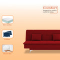 Adorn India Premium New Aspen 3 Seater Sofa Cum Bed 4X6 Velvet Suede with 2 Cushions (Color Red) and Suitable for All Indoor, with 3 Years Warranty