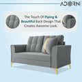 Adorn India Premium Maddox Tufted - 3 Years Warranty - 2 Seater Sofa Velvet Suede Fabric - Grey