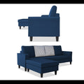 Maddox Stripes L Shape 5 Seater Sofa Set LHS (Blue)