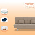 Adorn India Premium New Aspen 3 Seater Sofa Cum Bed 4X6 Velvet Suede with 2 Cushions (Color Light Beige) and Suitable for All Indoor, with 3 Years Warranty