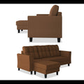 Maddox Tufted L Shape 4 Seater Sofa Set (Brown)