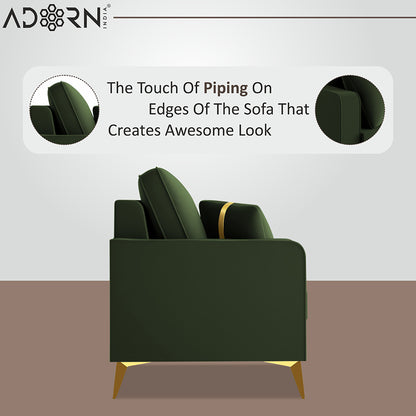 Adorn India Premium Chandler - 3 Years Warranty - 3+1+1 Sofa Set Velvet Suede Fabric - Green