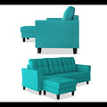 Maddox Tufted L Shape 4 Seater Sofa Set (Aqua Blue)