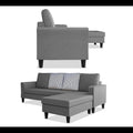 Maddox Stripes L Shape 5 Seater Sofa Set RHS (Grey)