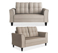 Adorn India Maddox Tufted 3+2 5 Seater Sofa Set (Beige) (3 Year Warranty)