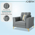 Adorn India Premium Maddox Tufted - 3 Years Warranty - 1 Seater Sofa Velvet Suede Fabric - Grey