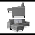 Maddox Stripes L Shape 5 Seater Sofa Set LHS (Grey)