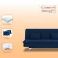 Adorn India Premium New Aspen 3 Seater Sofa Cum Bed 4X6 Velvet Suede with 2 Cushions (Color Blue) and Suitable for All Indoor, with 3 Years Warranty