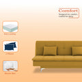 Adorn India Premium New Aspen 3 Seater Sofa Cum Bed 4X6 Velvet Suede with 2 Cushions (Color Yellow) and Suitable for All Indoor, with 3 Years Warranty