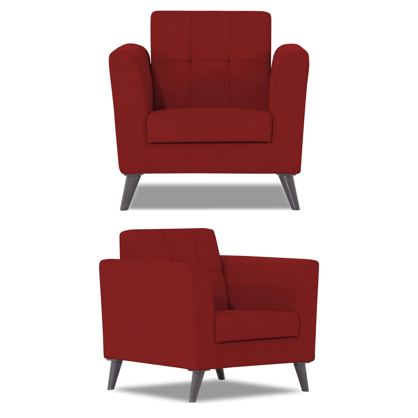 Adorn India Dannis 3+1+1 5 Seater Sofa Set (Red)