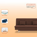 Adorn India Premium New Aspen 3 Seater Sofa Cum Bed 4X6 Velvet Suede with 2 Cushions (Color Brown) and Suitable for All Indoor, with 3 Years Warranty