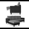 Maddox Plain Two Tone L Shape 6 Seater Sofa Set LHS (Grey & Black)