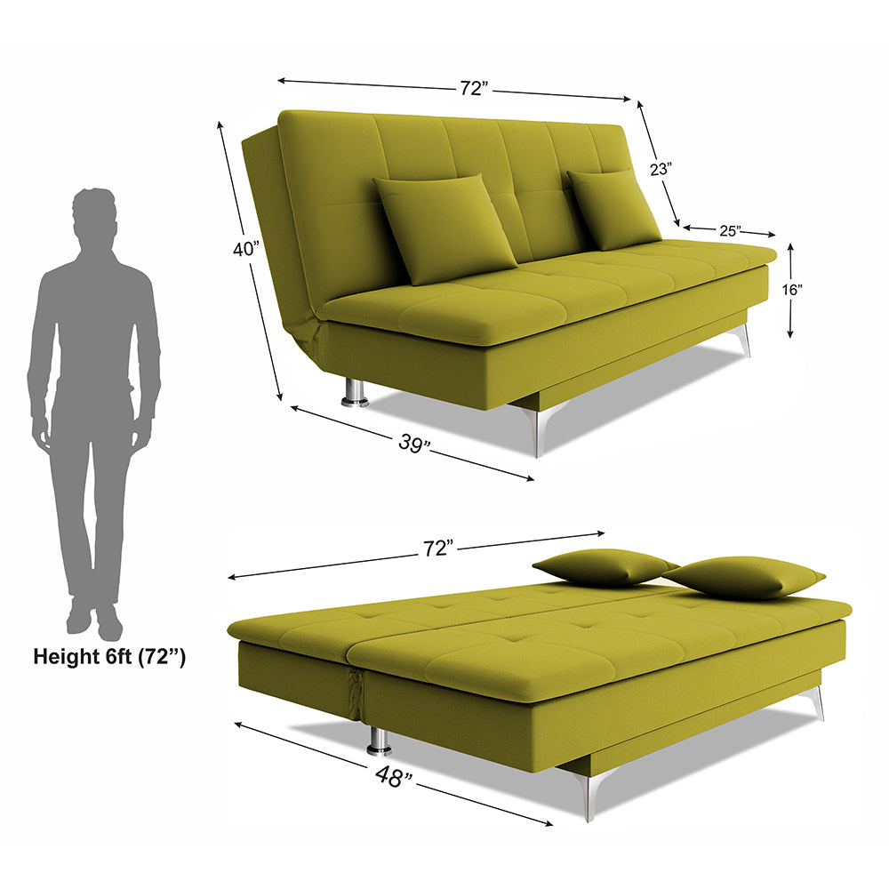 Adorn India New Aspen 3 Seater Sofa Cum Bed 4X6 (Light Green)