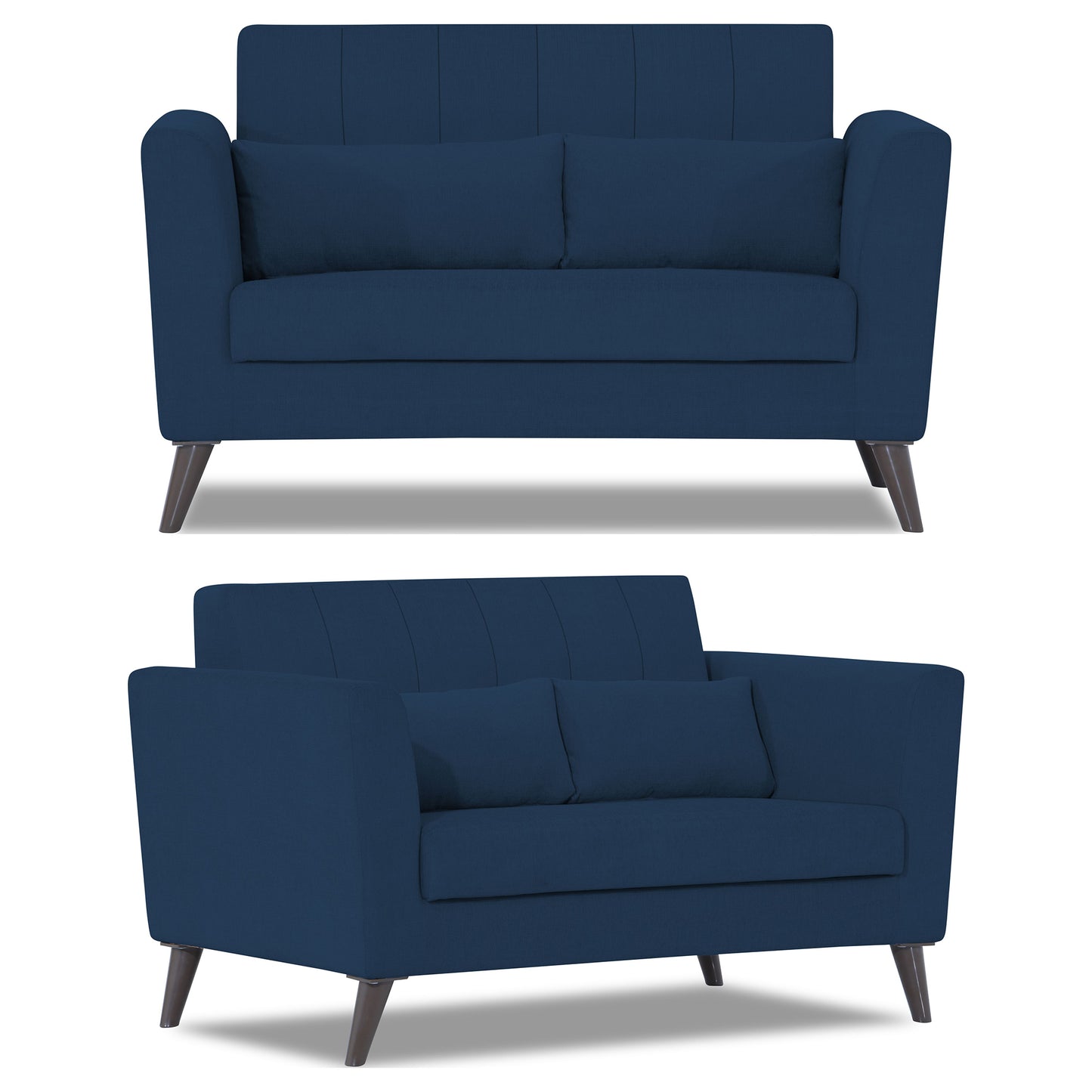 Adorn India Daniel 3+2 5 Seater Sofa Set (Blue) (3 Year Warranty)
