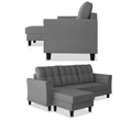 Adorn India Maddox Tufted L Shape 4 Seater Sofa Set (Grey)