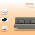 Adorn India Premium New Aspen 3 Seater Sofa Cum Bed 4X6 Velvet Suede with 2 Cushions (Color Grey) and Suitable for All Indoor, with 3 Years Warranty