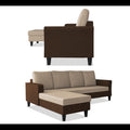 Maddox Plain Two Tone L Shape 6 Seater Sofa Set LHS (Brown & Beige)