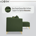Adorn India Premium Mystic - 3 Years Warranty - L Shape 4 Seater Sofa Set Velvet Suede Fabric - Green