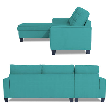 Adorn India Premium Raptor L Shape 6 Seater Sofa Set (LHS) (Aqua Blue)