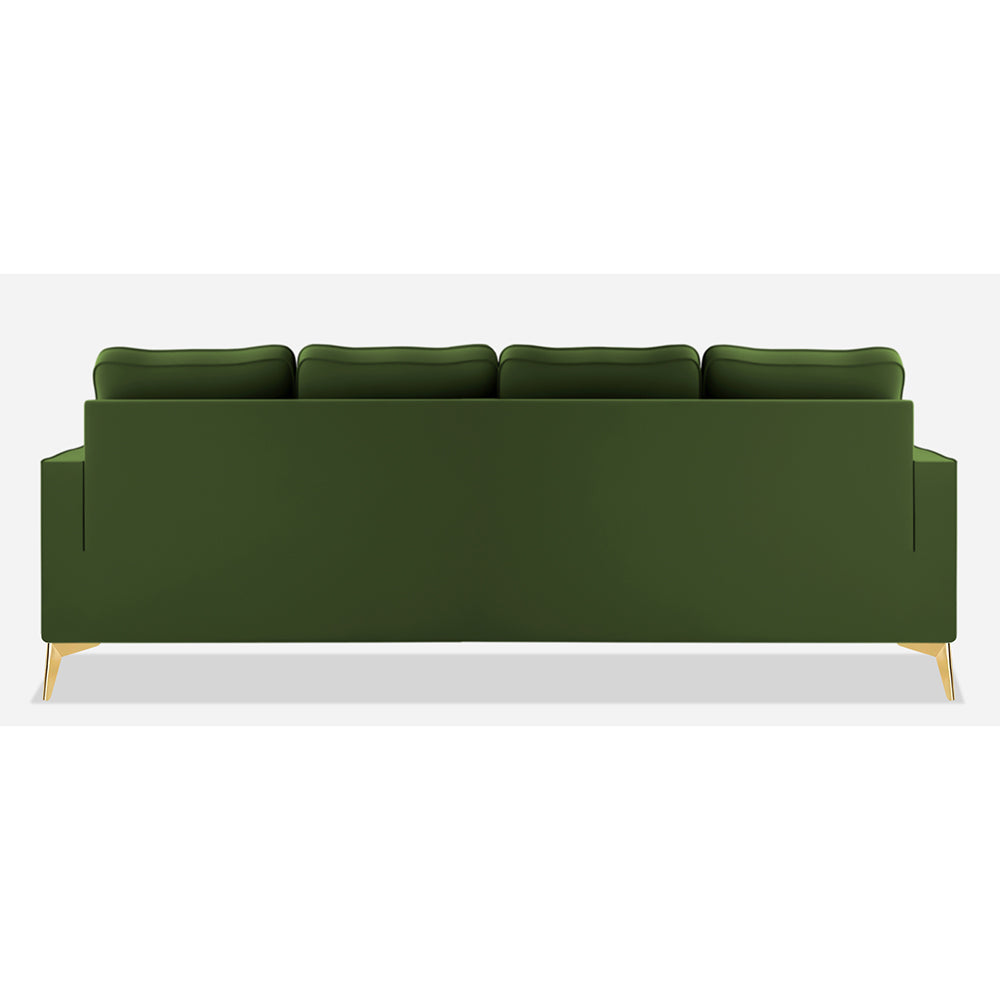 Adorn India Premium Chandler - 3 Years Warranty - L Shape 5 Seater Sofa Set -RHS- Velvet Suede Fabric - Green