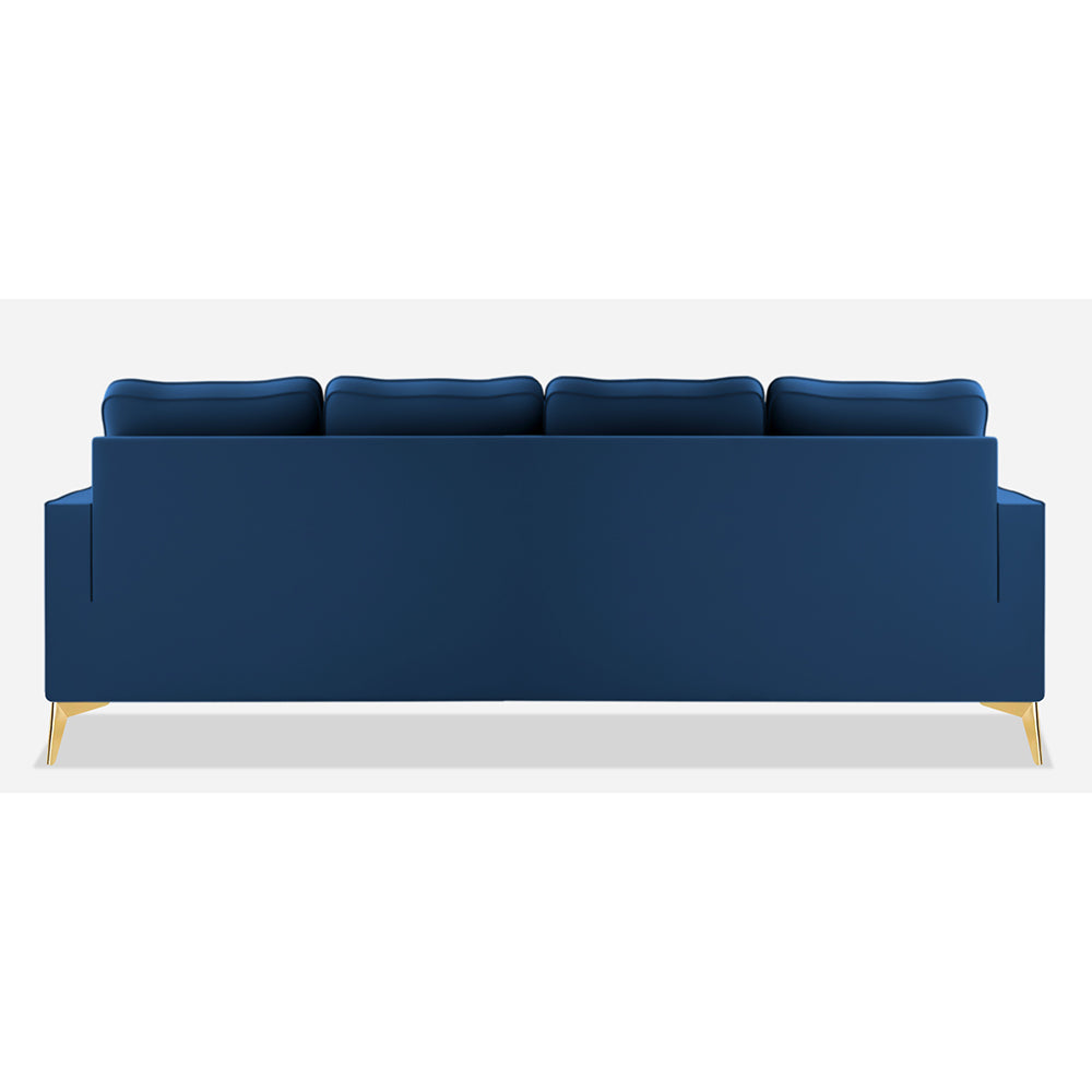 Adorn India Premium Chandler - 3 Years Warranty - L Shape 5 Seater Sofa Set -RHS- Velvet Suede Fabric - Blue