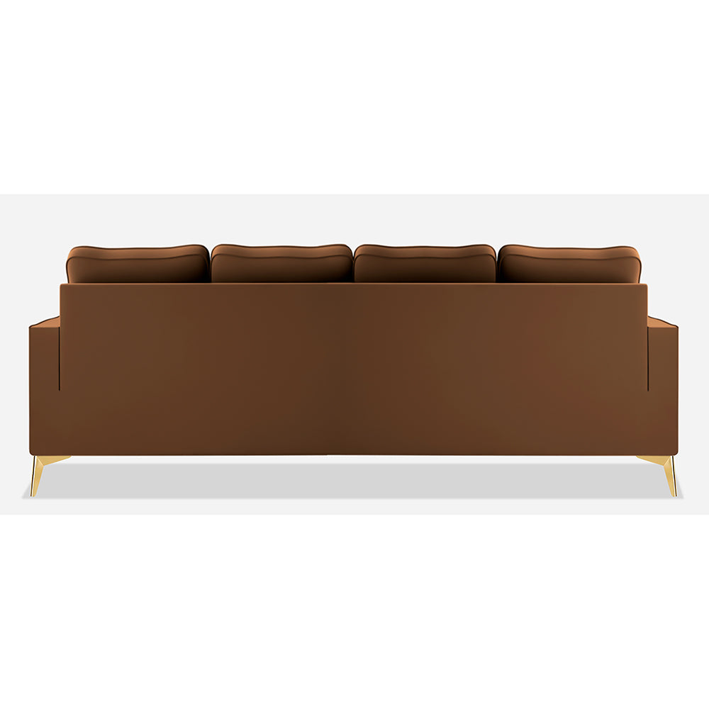 Adorn India Premium Chandler - 3 Years Warranty - L Shape 5 Seater Sofa Set -RHS- Velvet Suede Fabric - Brown