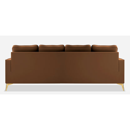 Adorn India Premium Chandler - 3 Years Warranty - L Shape 5 Seater Sofa Set -RHS- Velvet Suede Fabric - Brown