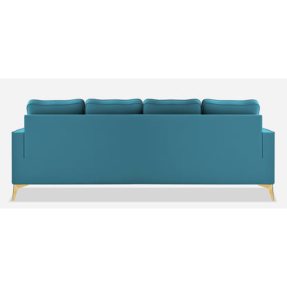 Adorn India Premium Chandler - 3 Years Warranty - L Shape 5 Seater Sofa Set -RHS-Velvet Suede Fabric - Aqua Blue