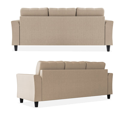 Adorn India Maddox Tufted L Shape 4 Seater Sofa Set (Beige) (3 Year Warranty)