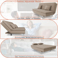 Adorn India Premium New Aspen 3 Seater Sofa Cum Bed 4X6 Velvet Suede with 2 Cushions (Color Light Beige) and Suitable for All Indoor, with 3 Years Warranty