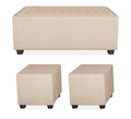 Darcy L Shape 8 Seater Sofa Set with Center Table and 2 Ottoman Puffy (RHS) (Beige)