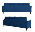 Adorn India Maddox Tufted L Shape 5 Seater Sofa Chenille Sofa Set RHS (Blue) (3 Year Warranty)