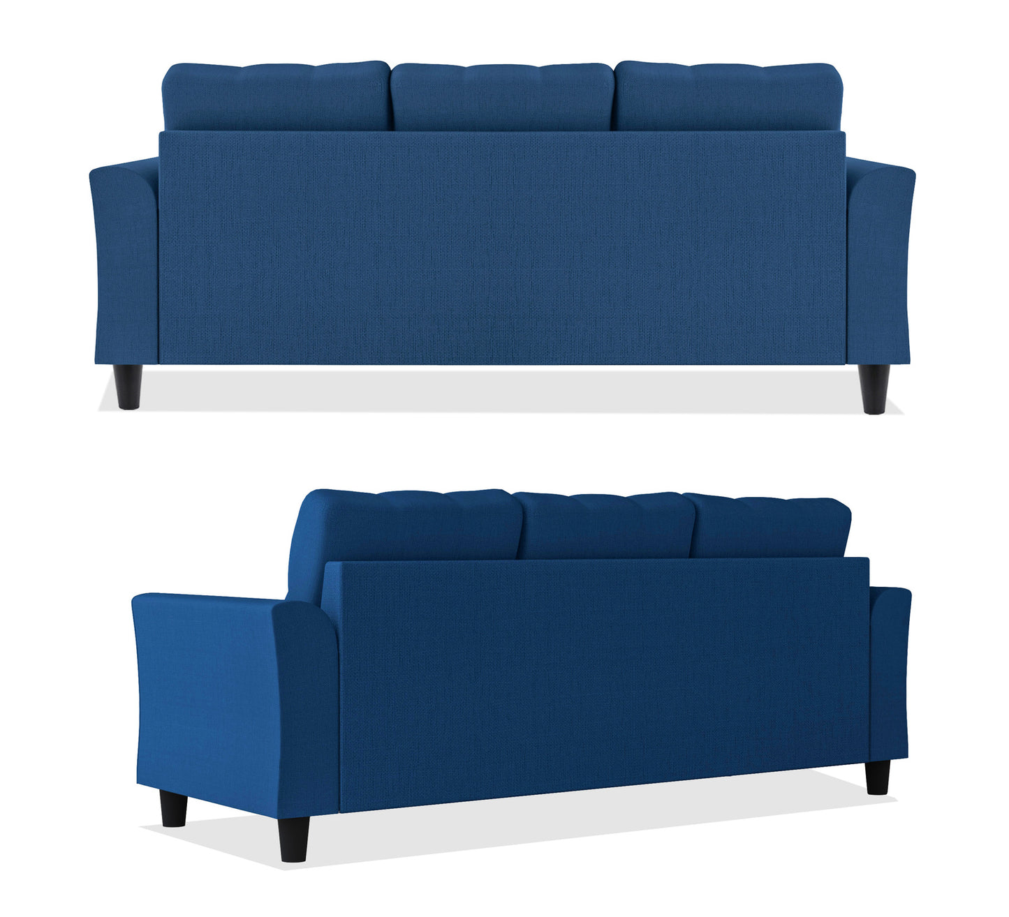 Adorn India Maddox Tufted L Shape 4 Seater Sofa Set (Blue) (3 Year Warranty)