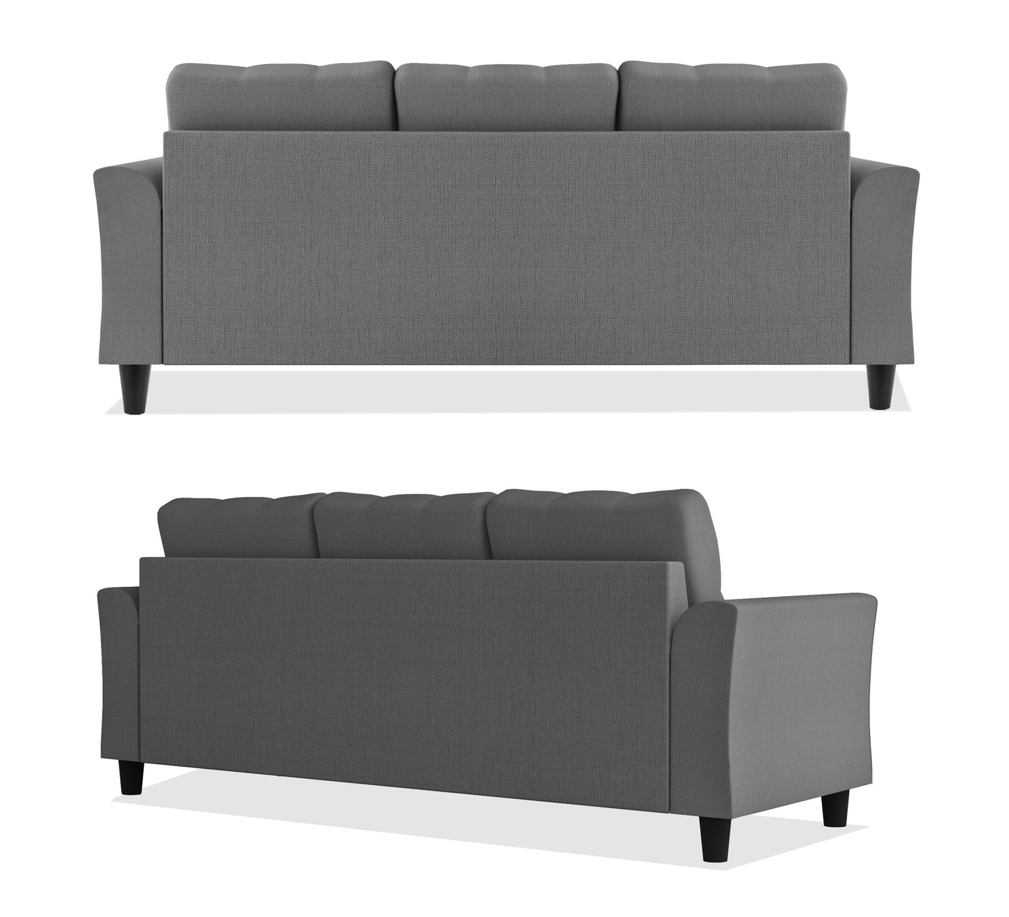 Adorn India Maddox Tufted L Shape 4 Seater Sofa Set (Grey) (3 Year Warranty)