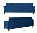 Adorn India Maddox Tufted L Shape 5 Seater Chenille Sofa Sofa Set LHS (Blue) (3 Year Warranty)