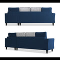 Maddox Stripes L Shape 6 Seater Sofa Set RHS (Blue)