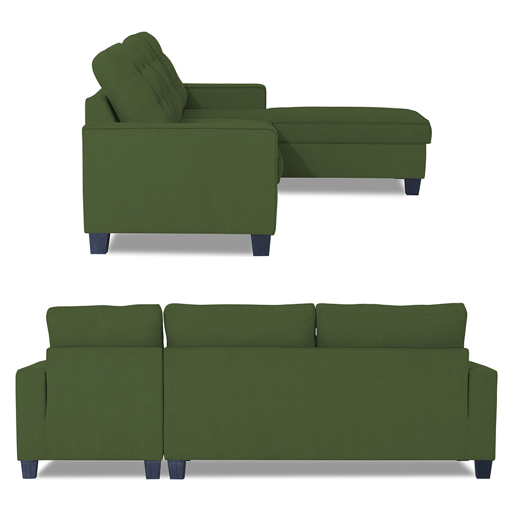 Adorn India Premium Raptor L Shape 6 Seater Sofa Set (RHS) (Green)