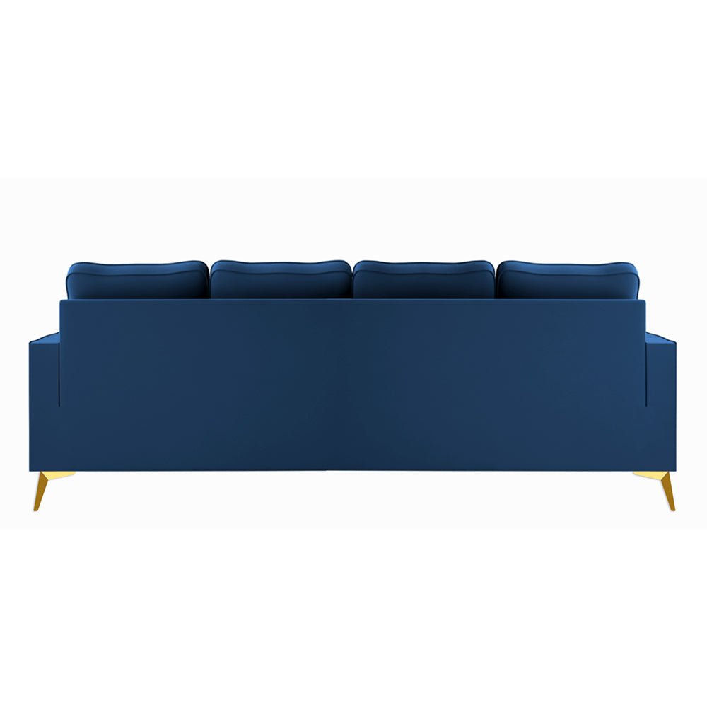 Adorn India Premium Chandler - 3 Years Warranty - L Shape 5 Seater Sofa Set -LHS- Velvet Suede Fabric - Blue