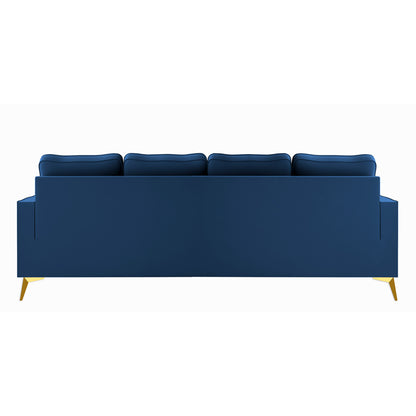 Adorn India Premium Chandler - 3 Years Warranty - L Shape 5 Seater Sofa Set -LHS- Velvet Suede Fabric - Blue