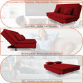 Adorn India Premium New Aspen 3 Seater Sofa Cum Bed 4X6 Velvet Suede with 2 Cushions (Color Red) and Suitable for All Indoor, with 3 Years Warranty