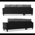 Maddox Plain Two Tone L Shape 6 Seater Sofa Set LHS (Grey & Black)