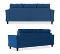 Adorn India Maddox Tufted L Shape 4 Seater Sofa Set (Blue)