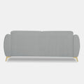 Adorn India Premium Luster Plus 3 Seater Sofa | Velvet Suede Fabric | 3-Year Warranty | Color Grey with Golden Legs & Striped Pattern Cushion