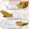 Adorn India Premium New Aspen 3 Seater Sofa Cum Bed 4X6 Velvet Suede with 2 Cushions (Color Yellow) and Suitable for All Indoor, with 3 Years Warranty