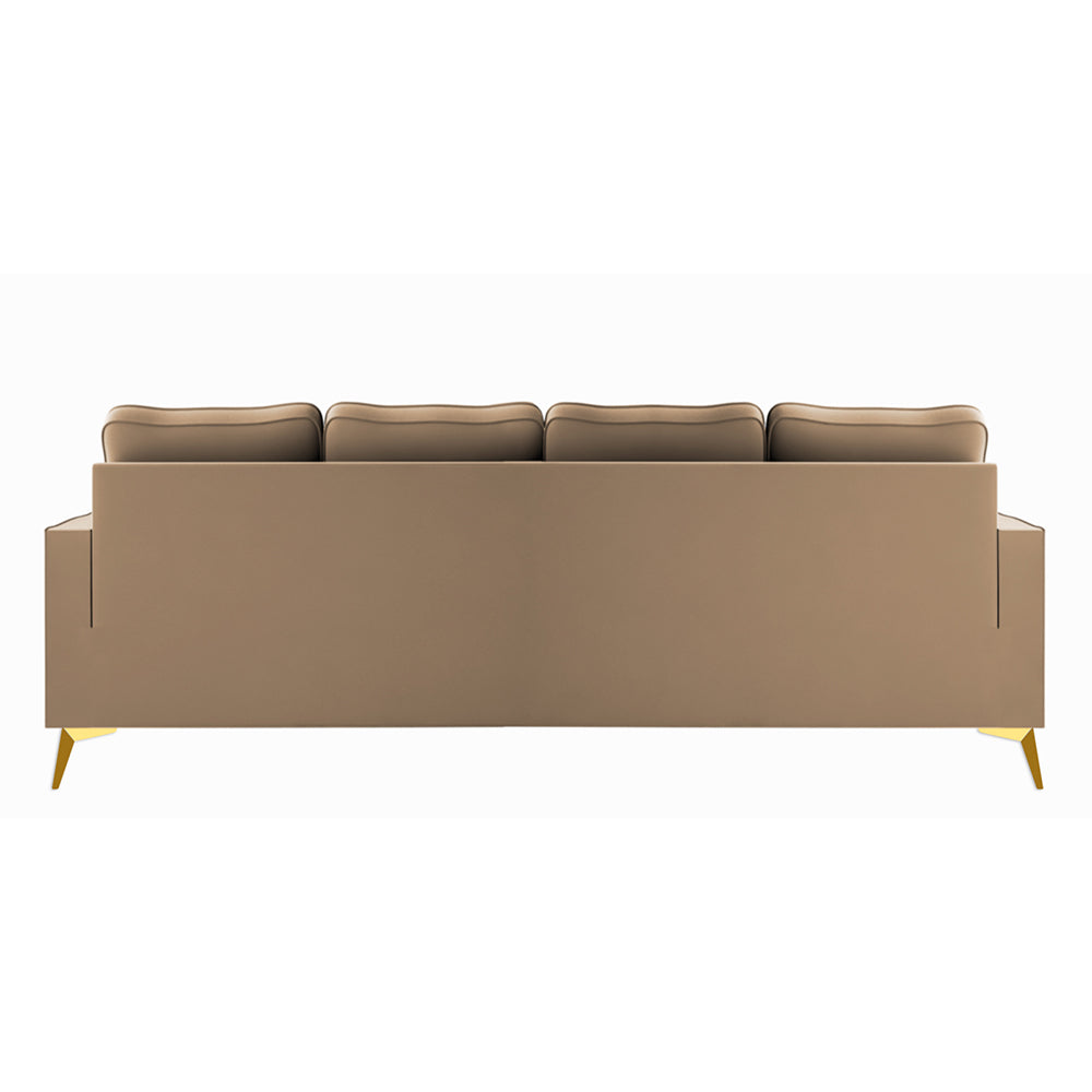 Adorn India Premium Chandler - 3 Years Warranty - L Shape 5 Seater Sofa Set -LHS- Velvet Suede Fabric - Beige