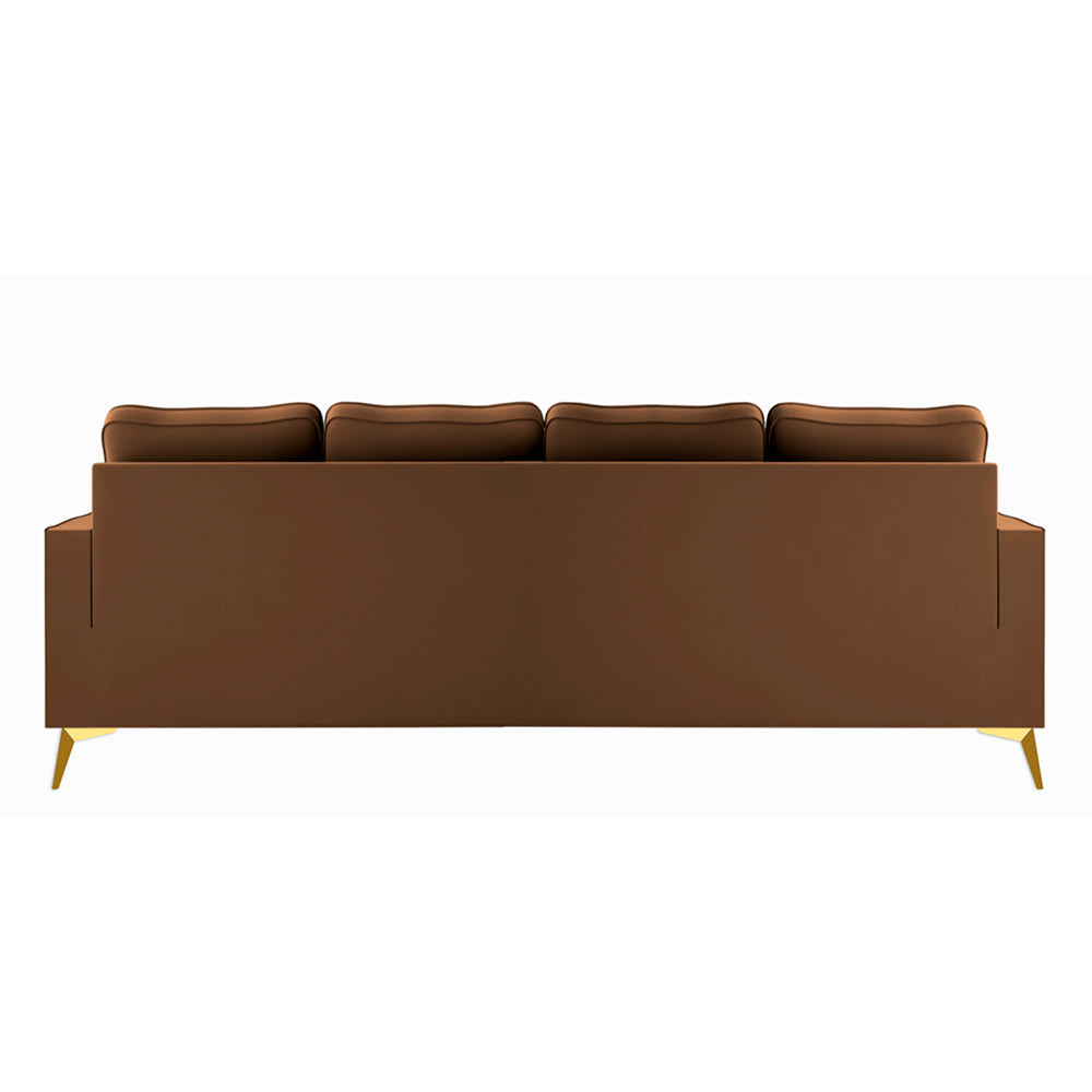 Adorn India Premium Chandler - 3 Years Warranty - L Shape 5 Seater Sofa Set -LHS- Velvet Suede Fabric - Brown